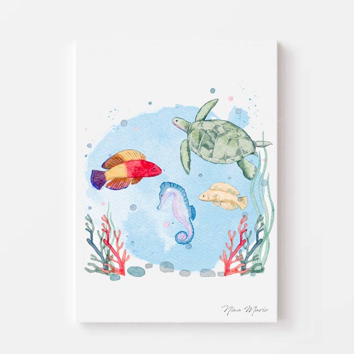 Undersea Watercolor Home Decor for wholesale by Nina Maric Illustrations