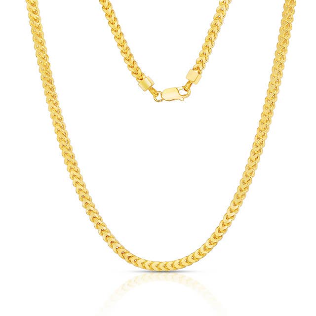 Collier chaîne Franco 3 mm en argent sterling plaqué or pour la vente par NYC Sterling