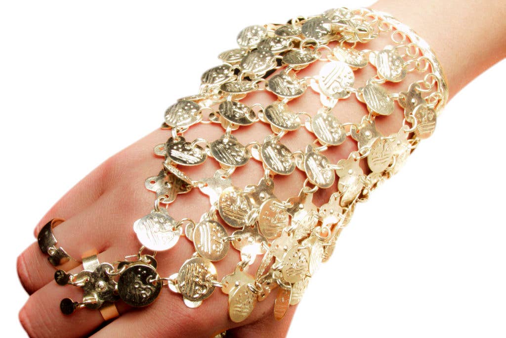 Neu Damen Armband Mode Gold Metall Kette Rot Farbe Bling Blume Charm Anhänger