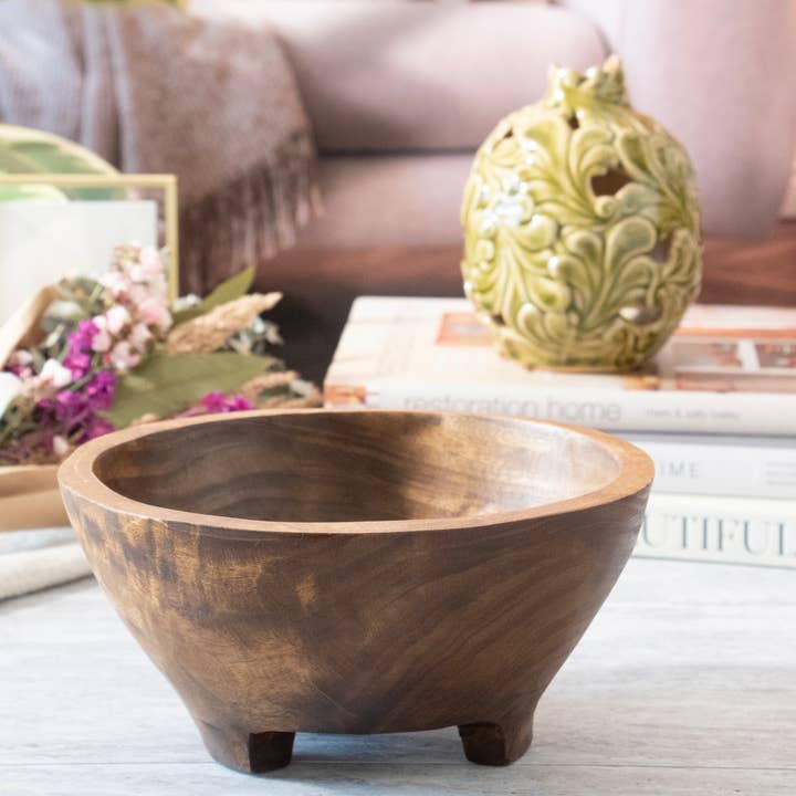 Andaluca - Wholesale Decorative Plate/Dish/Bowl - Mango Wood Footed Bowl1