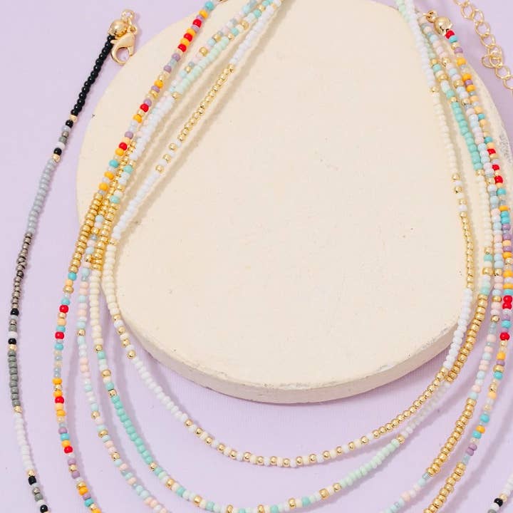 The Looks by Fame Accessories - Wholesale Pendant/Charm Necklace - Mixed Seed Beaded Necklace