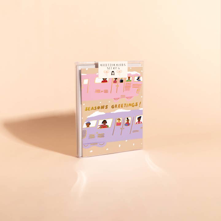 TREN DE INVIERNO - Caja de Tarjetas Navideñas de 6 para venta al por mayor de Carolyn Suzuki