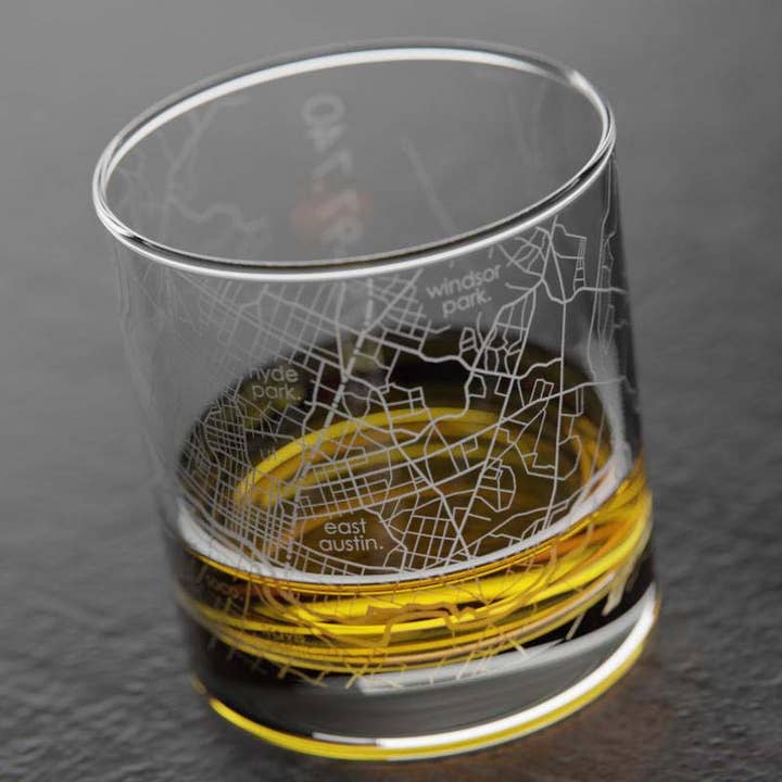 Well Told - Wholesale Cocktail/Liquor Glass - Austin TX Map Rocks Whiskey Glass