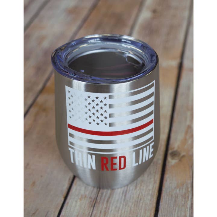 Sweet Caroline Boutique - Wholesale Insulated Mug/Tumbler - Thin Red Line Wine Tumbler2