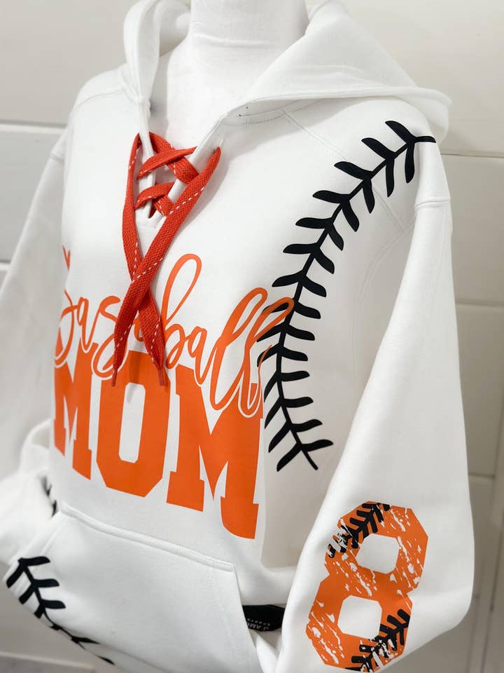 Baseball Mom Customizable Hoodie with Team Stitch Design for wholesale by Teeseplease