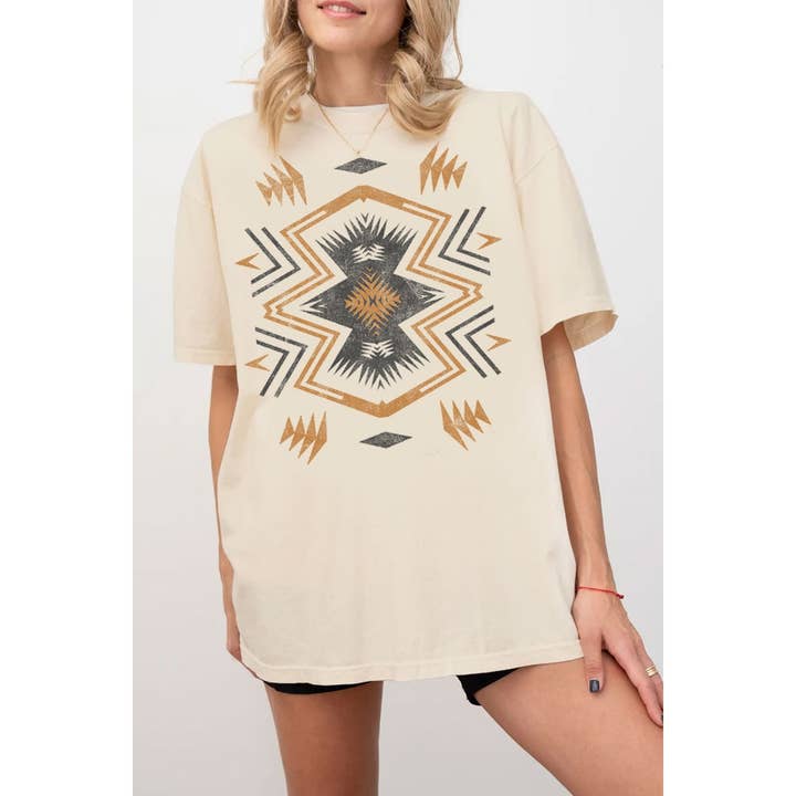 CAMISETA ESTAMPADA DE GRAN TAMAÑO AZTECS para venta al por mayor de HRTandLUV