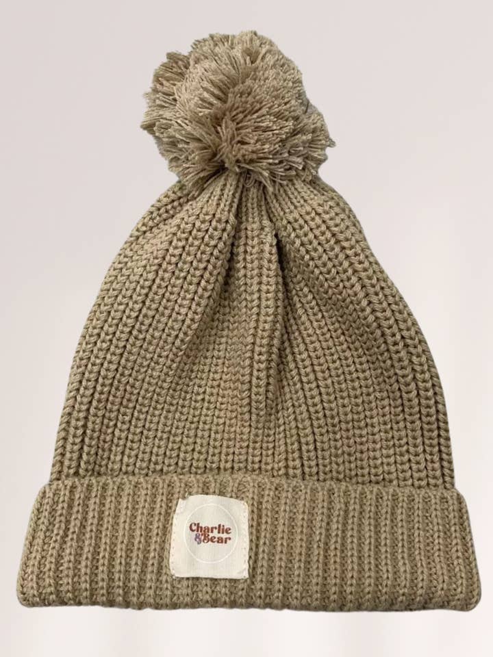 Knit Pom Pom Beanie ~ Toffee for wholesale by Charlie and Bear Boutique