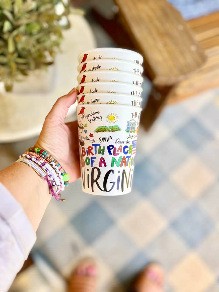 State of Virginia Reusable Party Cups, state pride for wholesale by Happy By Rachel, LLC