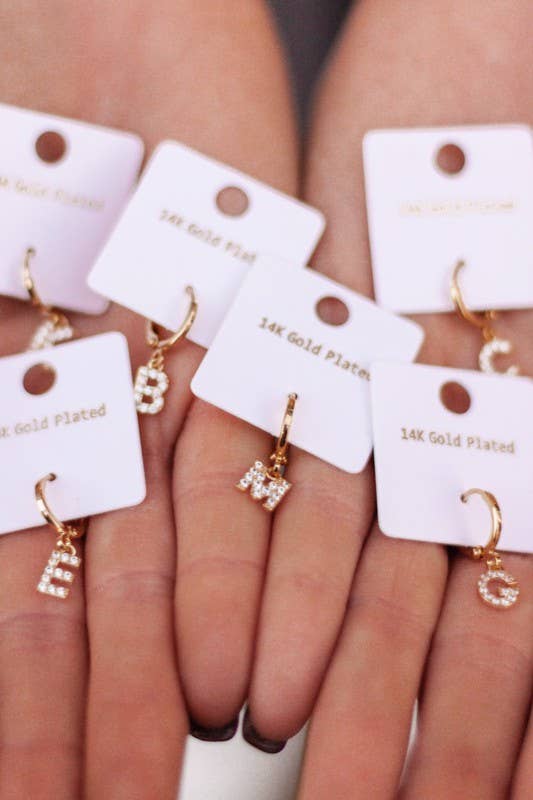 Gold Pave Drop 14k Initial Earrings for wholesale on Faire2
