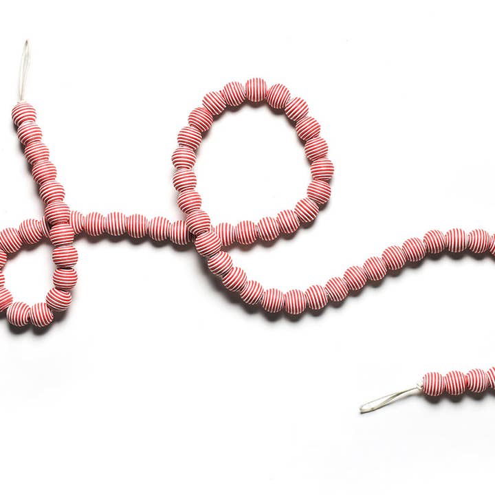 Red Stripe Sphere Garland for wholesale by Coton Colors