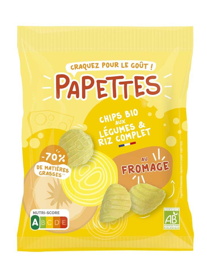 Organic crisps with vegetables and brown rice, with cheese - 70g for wholesale by Papettes