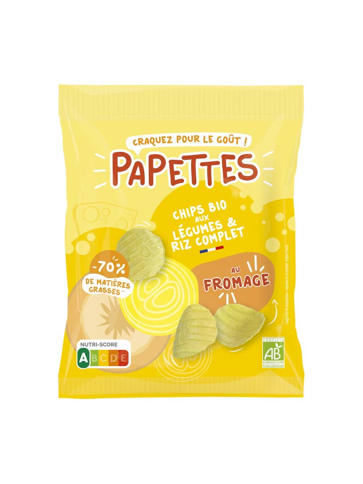 Organic crisps with vegetables and brown rice, with cheese - 25g for wholesale by Papettes