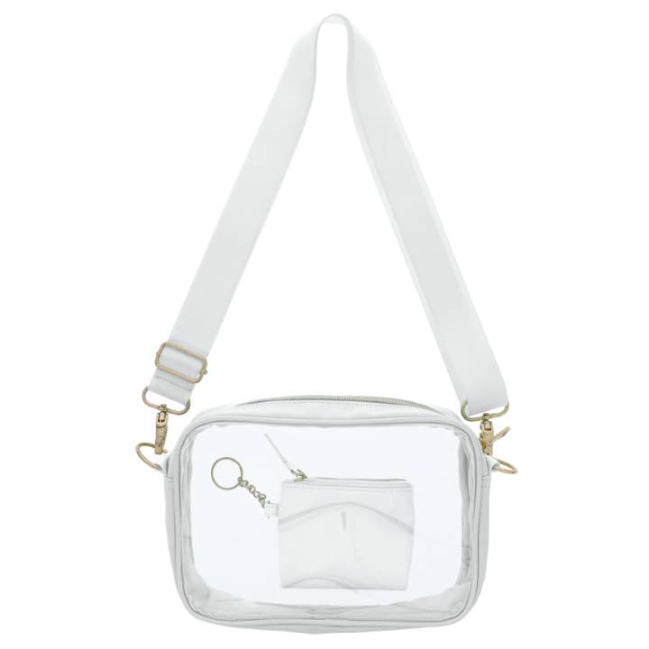 White Clear Crossbody + Keychain Wallet for wholesale by Jane Marie