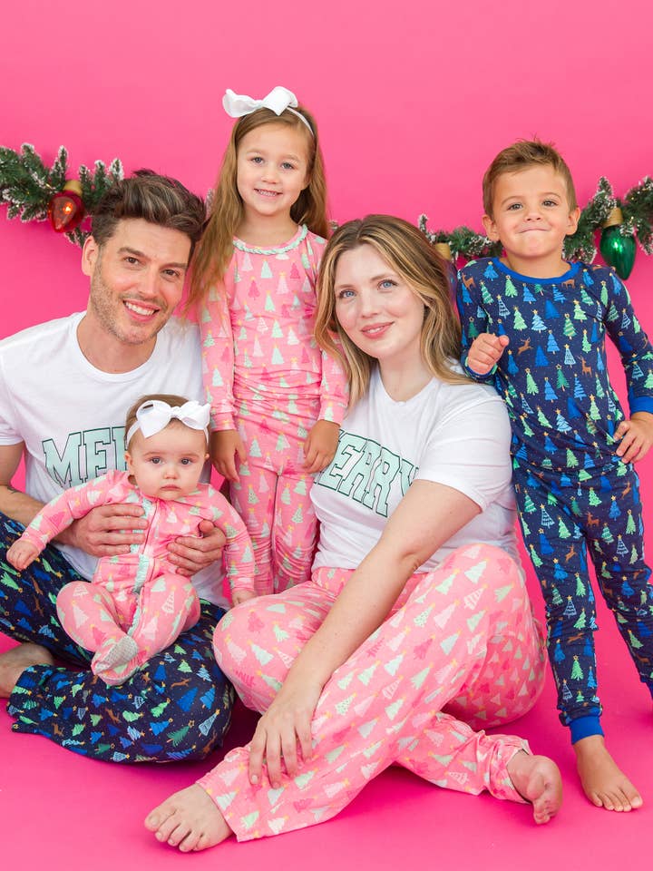 Adult Merry Pink Pines Bamboo Viscose Pajama Pants for wholesale on Faire