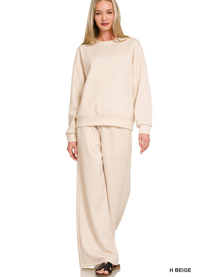 42POPS - Wholesale Lounge Set - Women's - ,..1016 Scuba Crewneck Pullover & Pants 2 Piece Set SI-281966