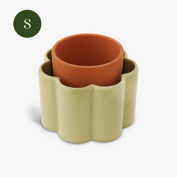 Maceta autocipante Paulita (S) - Verde salvia para venta al por mayor de Pepin