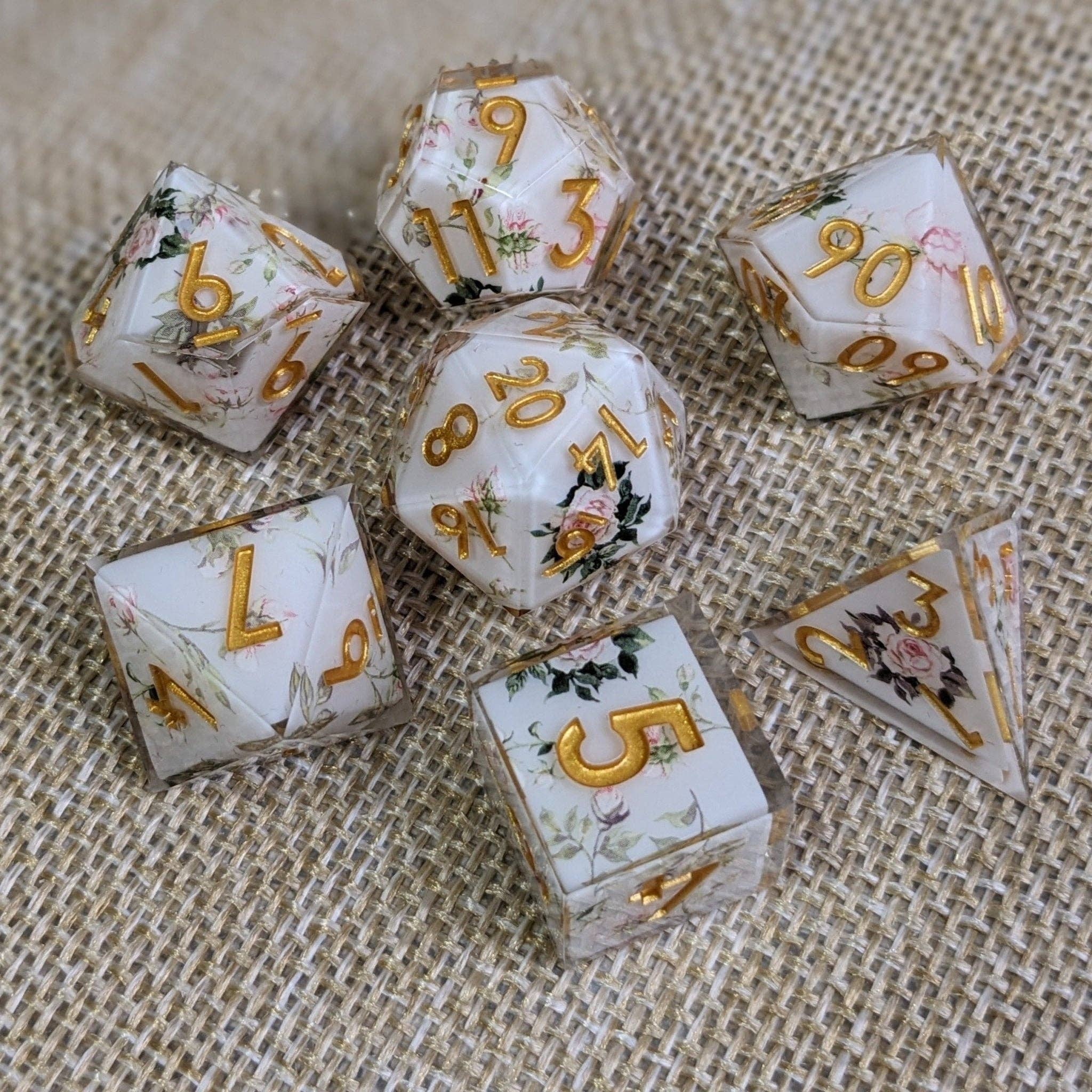 EBONWOOD - Wholesale Dice - Gilded Garden - 7 Piece Luxury D&D Dice Set1