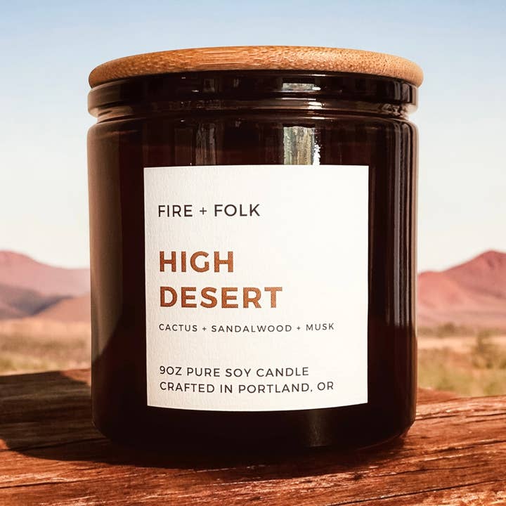 High Desert | 9oz Wood Wick Soy Candle for wholesale by FIRE + FOLK