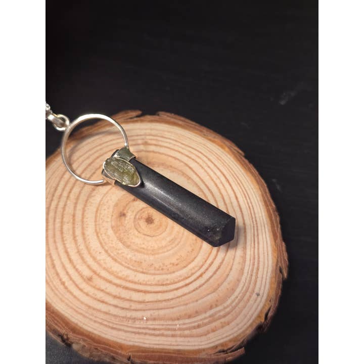 Crystal Cove Minerals – wholesale Jewellery set – Moldavite and Black Tourmaline Sterling Silver Pendants & Ch4