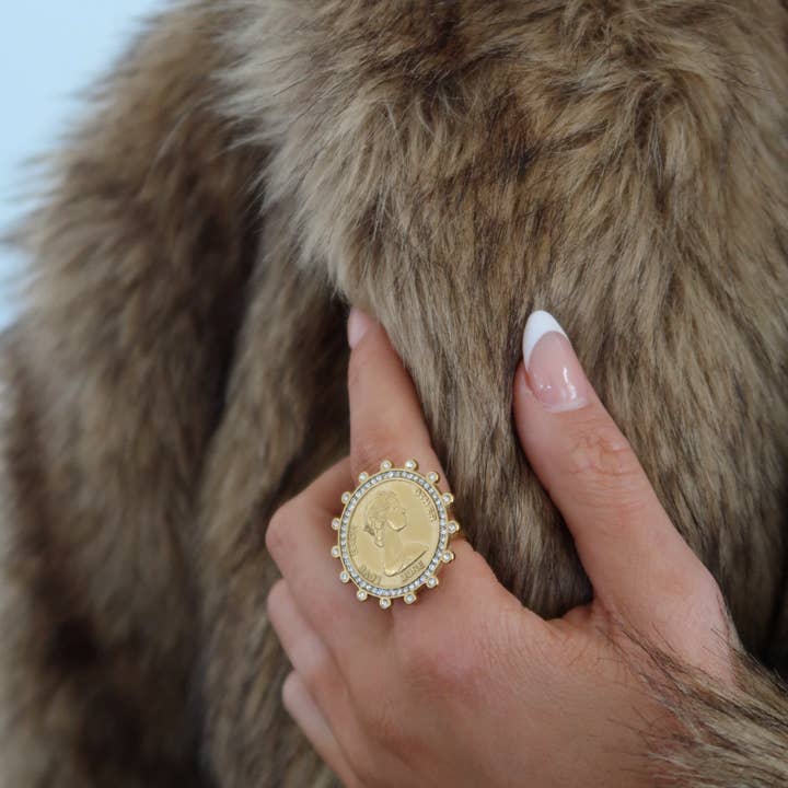 CHANSUTTPEARLS - Wholesale Cocktail/Statement Ring - BLING COIN RING