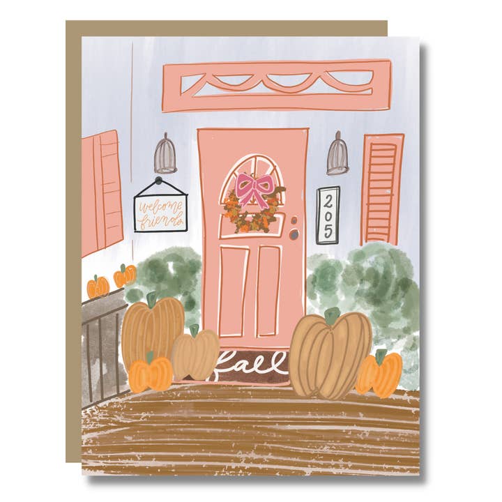 Herfstportiekkaart - Pompoenkrans Thanksgiving-decor voor wholesale door Prairie Letter Shop