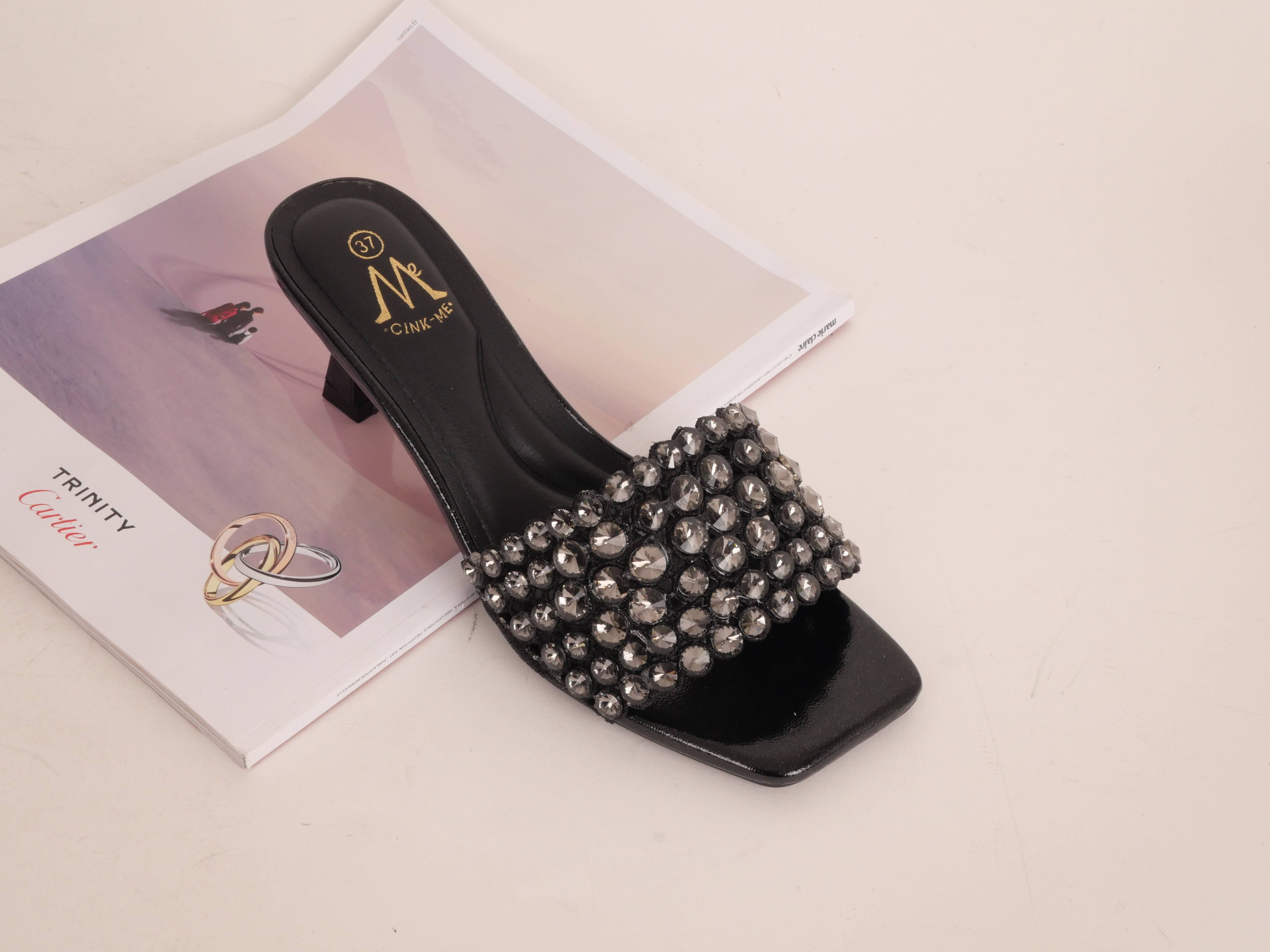 BELLICY / Cink-me - Wholesale Mules - Women's - Spool heel mules with square toe and strap, 3757-BU122