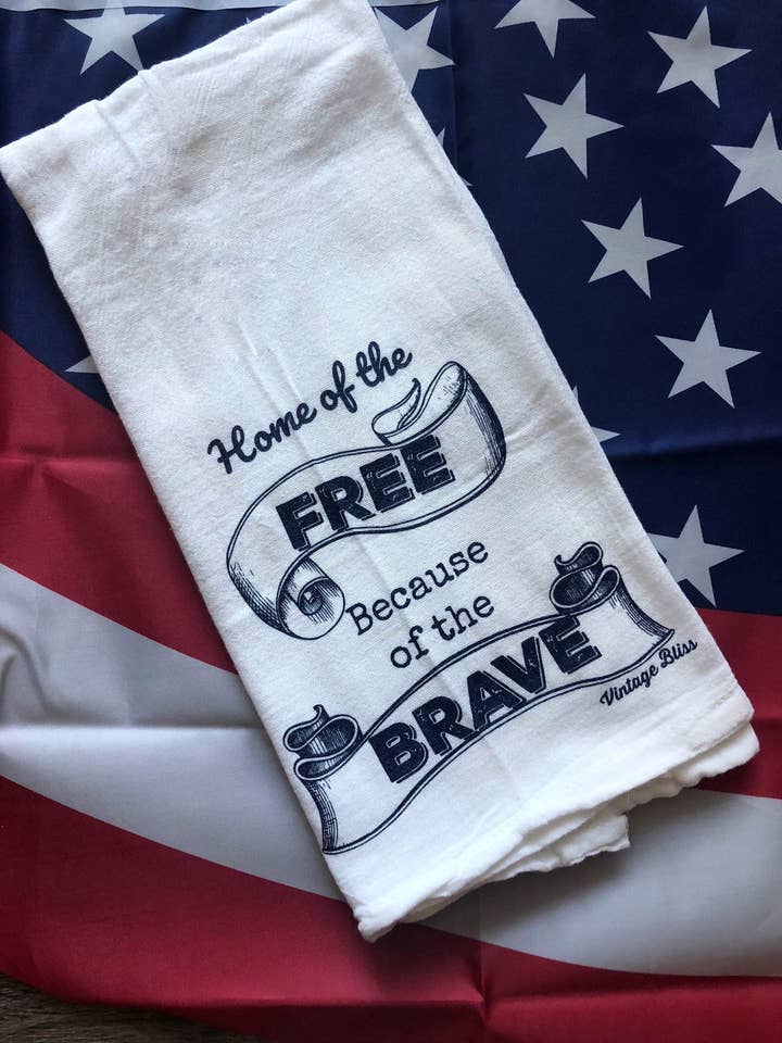 Home of the Free Kitchen Towel for wholesale by Vintage Bliss