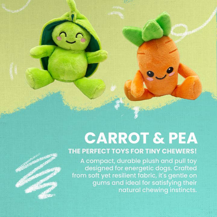 SnugArooz - Vendita all'ingrosso Peluche - Cani - Confezione da 2 Carota & Pisello