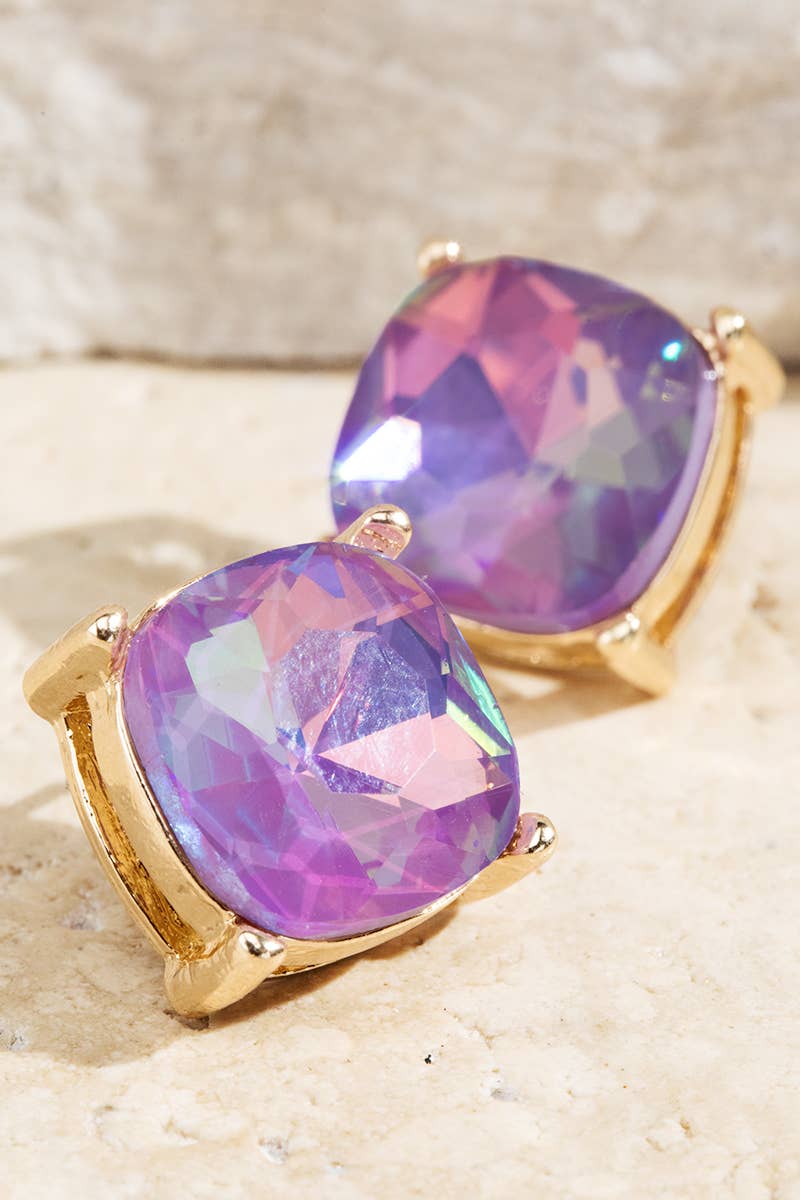 Urbanista - Vendita all'ingrosso Orecchini a bottone - Orecchini a bottone con vetro sfaccettato0