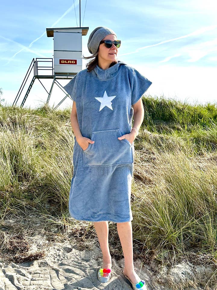 BYRH BAGS - Wholesale Poncho – Women's - Beach Poncho - Ashley Blue - Star1