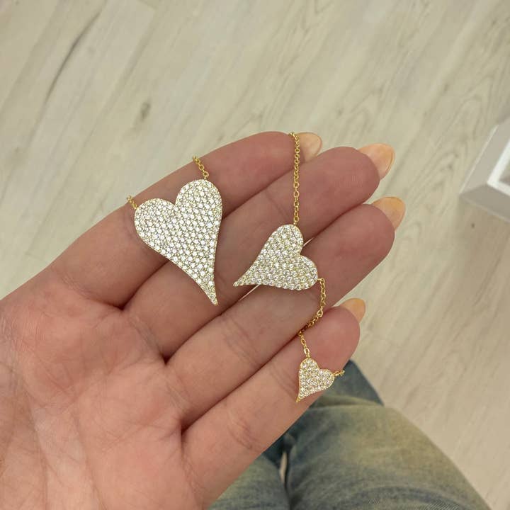 Sahira Jewelry Design - Wholesale Pendant/Charm Necklace - Sara Pave Heart Necklace