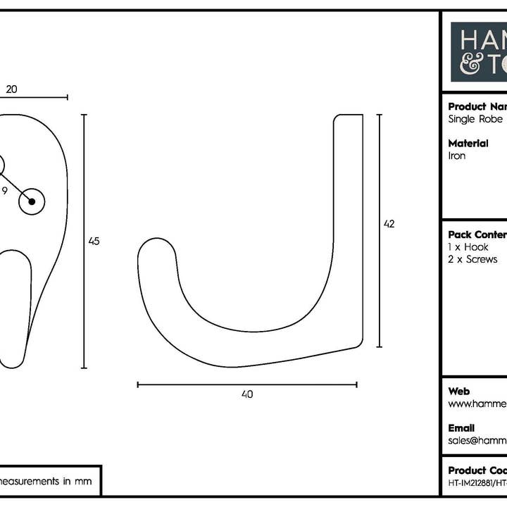 Rinkit Ltd – wholesale Wall hook – Single Robe Hook - W20mm x H45mm12