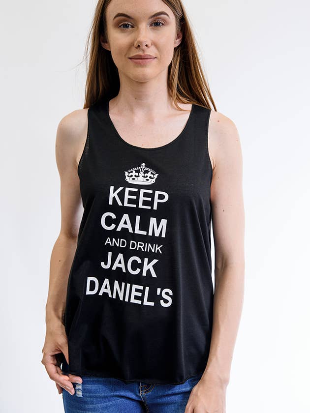 NEGRO Keep Calm & Drink Jack Daniels Camiseta de tirantes de venta al por mayor en Faire0