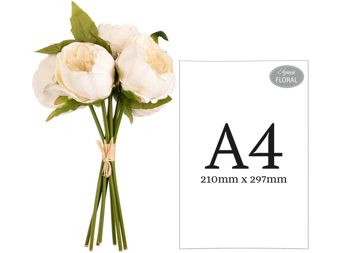 Eleganza Floral – wholesale Konstgjorda blommor – Aurora Pionbukett x 5 Elfenben1