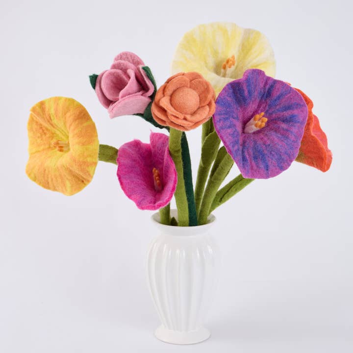 Handmade Wool Felt Flowers - Morning Glory for wholesale by Sparkle Being