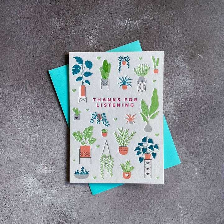 Heyyy Ltd – wholesale Thank you card – Thanks For Listening Letterpress Card1
