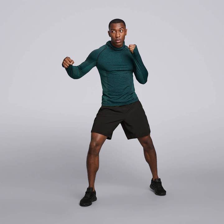 Male Cross X Seamless Hoodie - Lagoon for wholesale by HPE Activewear