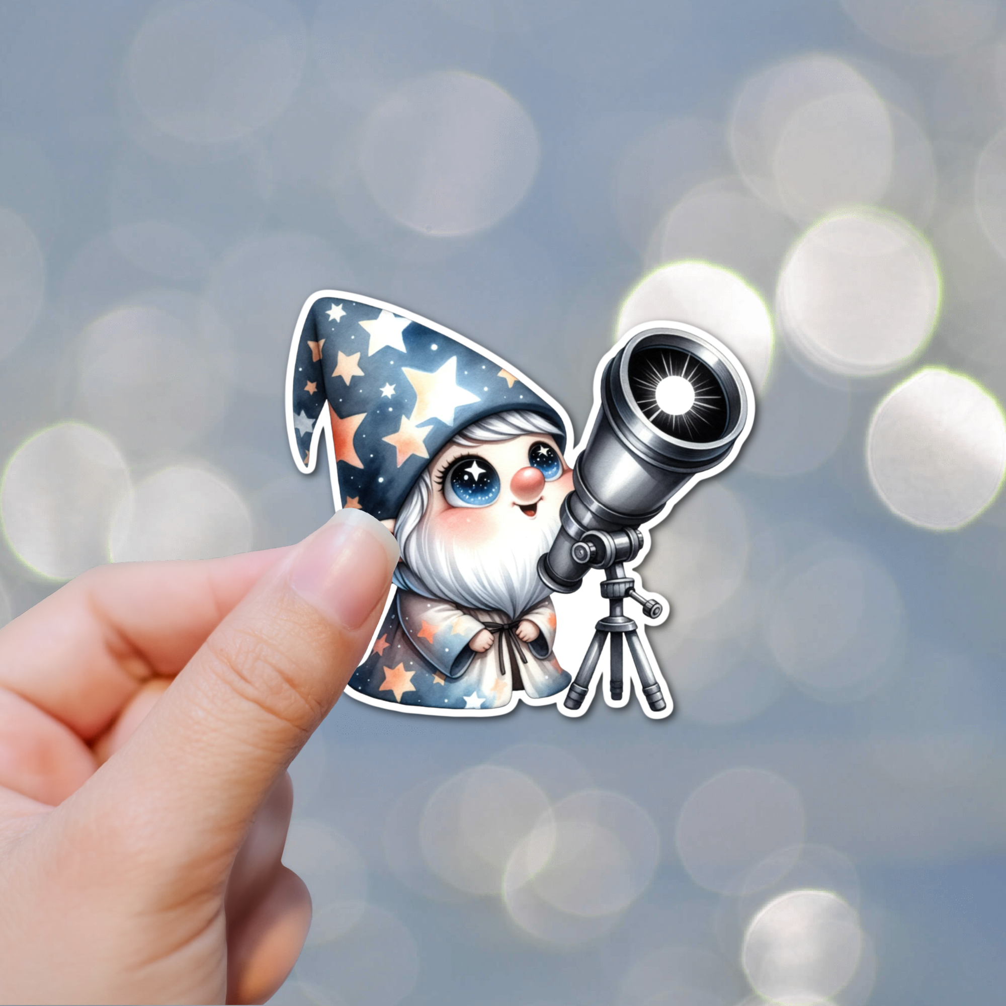 Jazzy Pop Stickers - Wholesale Sticker - 3" total Solar Eclipse 2024 Gnome moon laminated sticker1