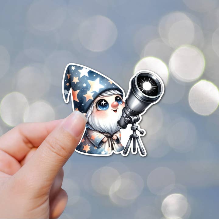 Jazzy Pop Stickers - Wholesale Sticker - 3" total Solar Eclipse 2024 Gnome moon laminated sticker1