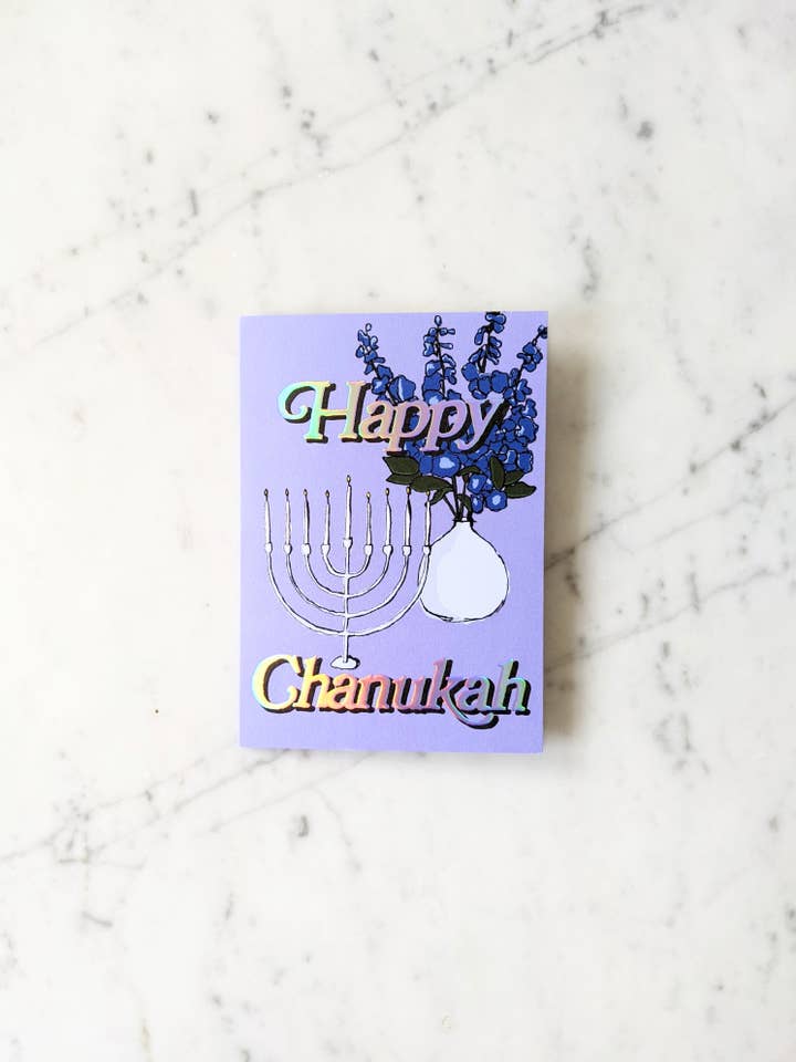 Happy Chanukah Card Iridescent for wholesale by Madeleine Sywulak US