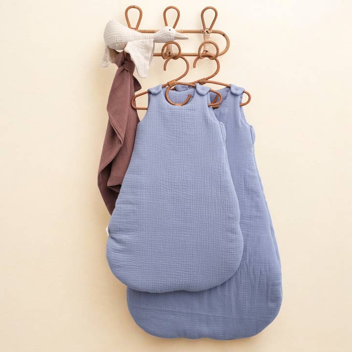 Baltic Blue Cotton Muslin Sleeping Bag TOG 2 for wholesale by Cocoeko