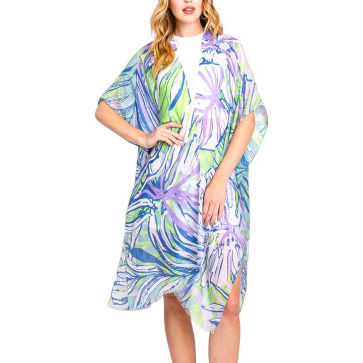 Cardigan kimono léger Tropical Leafs pour la vente par LA Jewelry Plaza