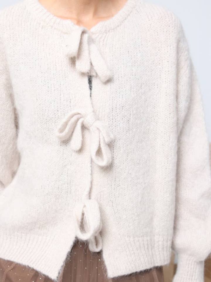 Orice - Vente Cardigan – femme - Cardigan noeud en maille laine Mohair - Orice 4