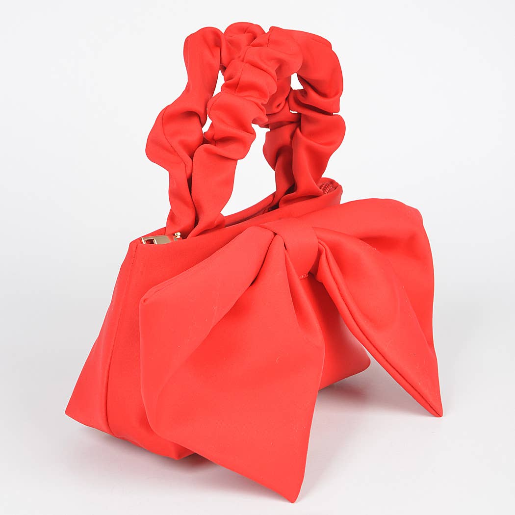 3AM BY H&D ACCESSORIES – Großhandel Henkeltasche – Damen – Nylon-Clutch mit Obergriff und großer Schleife vorne4