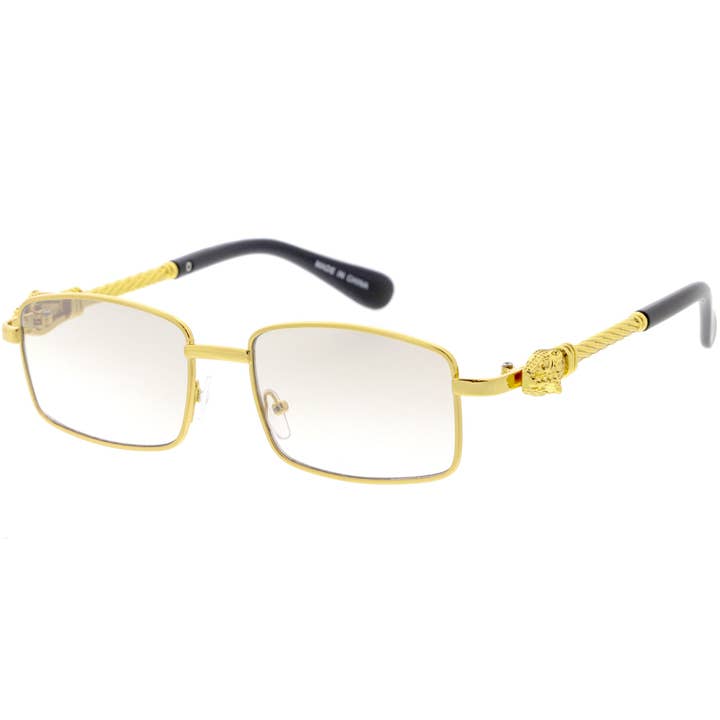 SPARE-SPECS, LLC - Wholesale Sunglasses - Unisex - Bold Retro Jaguar Metal Plated Detail Square Sunglasses D2471