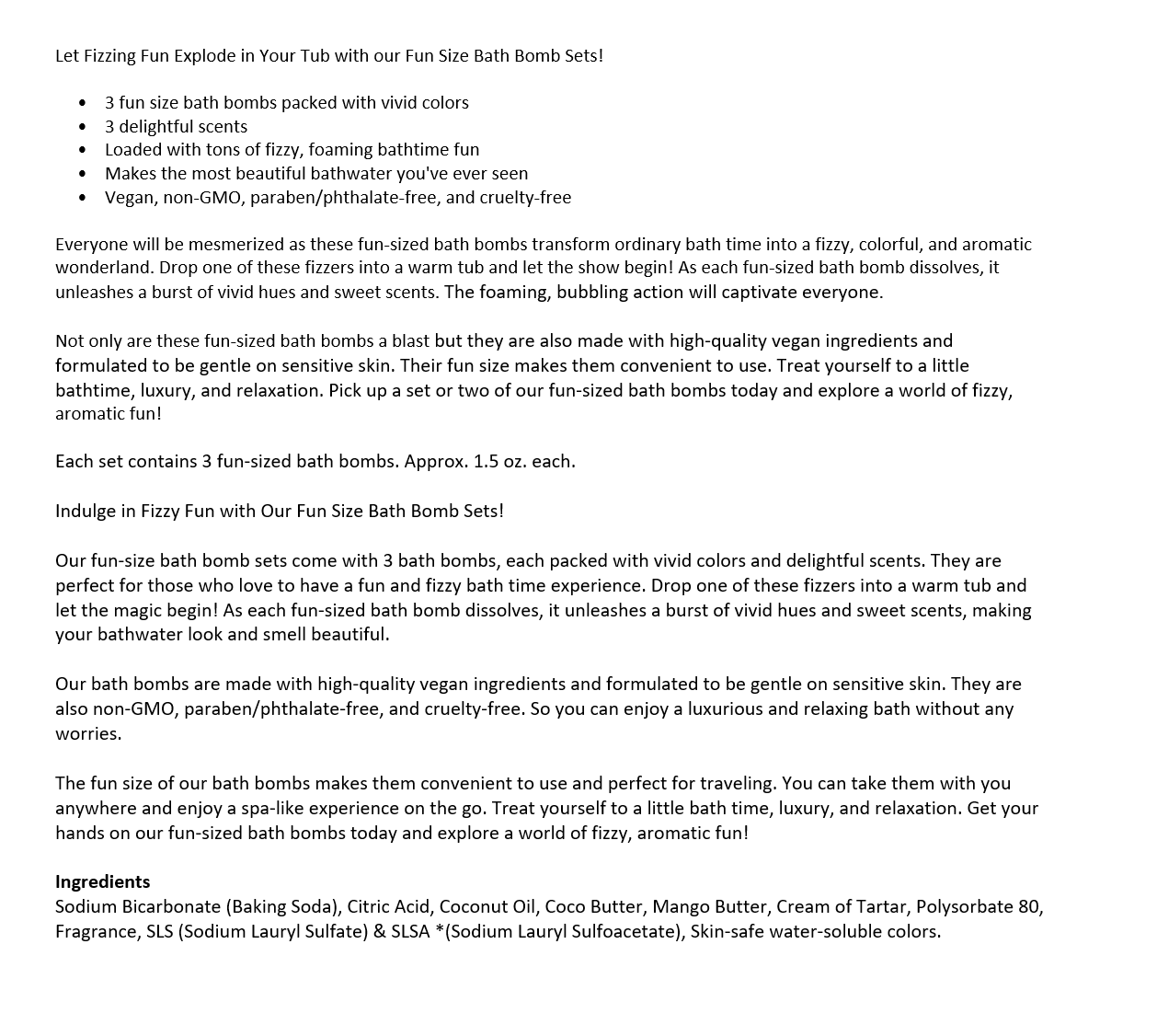 Old Town Soap Co. - Wholesale Bath Bomb/Fizz - Fun-Size Bath Bomb Sets - 3 in a box20