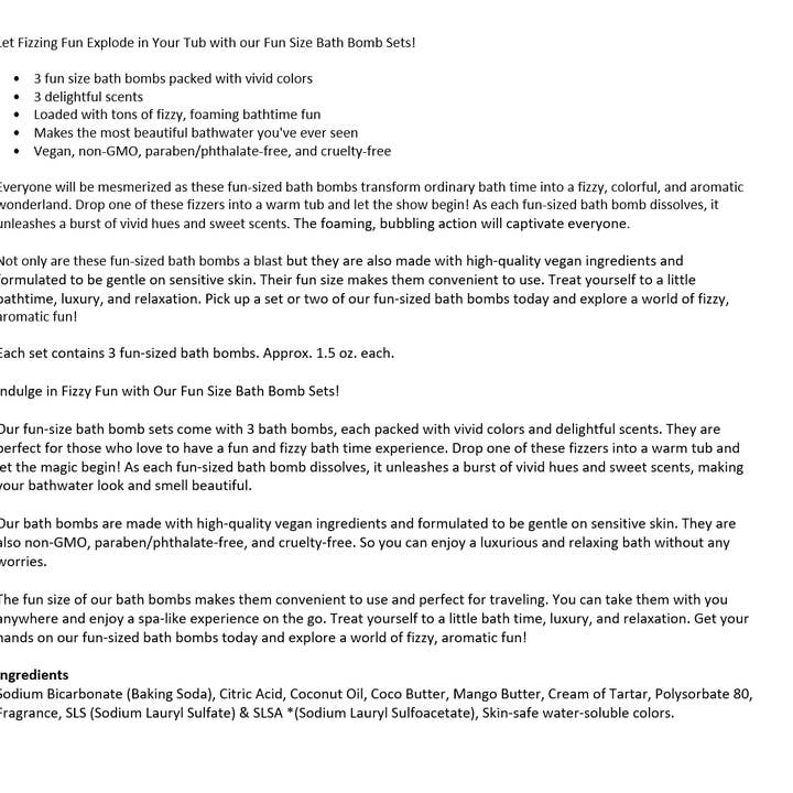 Old Town Soap Co. - Wholesale Bath Bomb/Fizz - Fun-Size Bath Bomb Sets - 3 in a box20