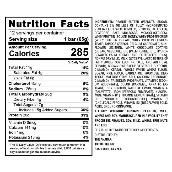 L&F Universal Goods - Venta al por mayor Barrita de aperitivo - Barra de Proteína Anabar - 12 Uds - 65 g - Galletas y Crema1