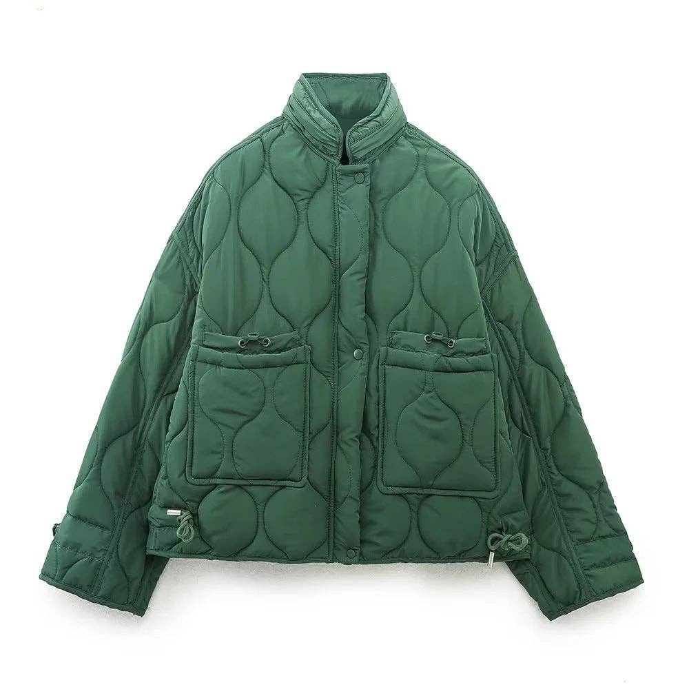 Marayn - Wholesale Jacket - Women's - Chic European Urban Quilted Hoodie Cotton Jacket3