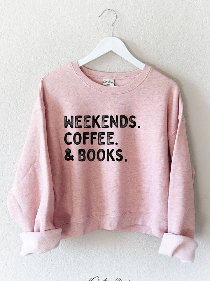 WEEKENDS KOFFIE EN BOEKEN Mid Graphic Sweatshirt voor wholesale door OAT COLLECTIVE